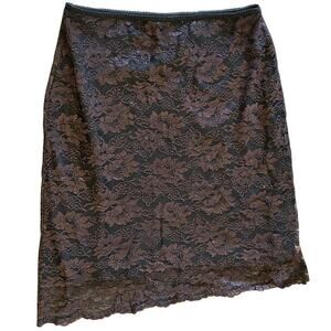 Vintage 90s Kathy Ireland Black Lace Overlay Skirt Gothic Large